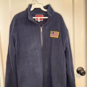 Kiel James Patrick Navy Half-Zip Fleece Sweater with Flag Patch